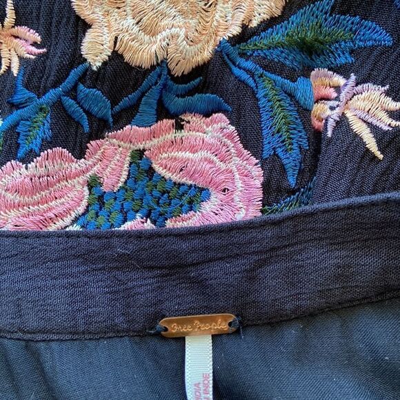 Free People Dress Tunic Embroidered Oversized  Midnight Blue Sz Sm Nwot - Picture 9 of 9